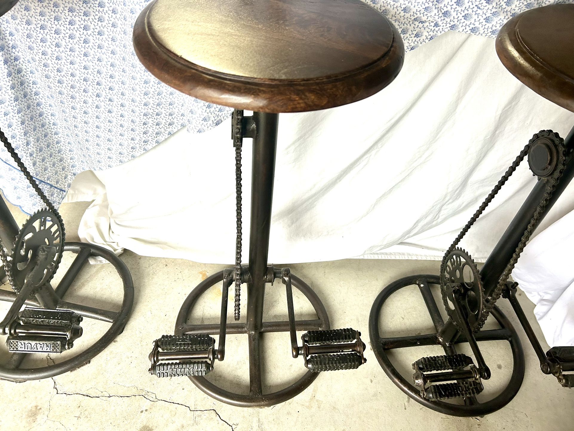 Cool Bicycle Bar Chairs. Metal And Solid Wood $110 Each.