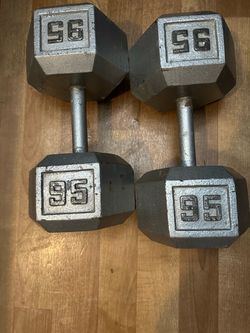 95 lb metal dumbbells