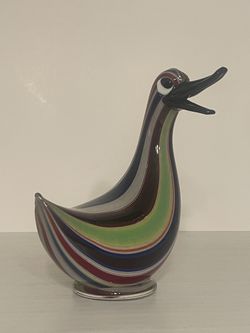 Murano Glass Duck Open Mouth Multicolor 7.5” tall 