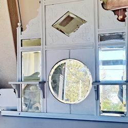 Nicely Painted Antique Chester Drawer With Mirror