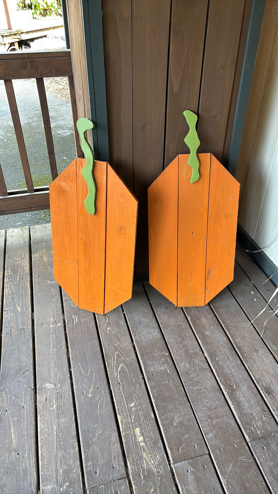 Set Of Two Wooden Pumkins