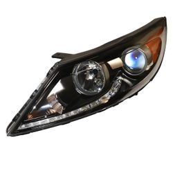 For 2013 2014 2015 2016 for Kia Sportage 110V Halogen w/ LED DRL Headlight, Front Driver Headlamp Left Side Head Light, Chrome Housing Clear Lens Head