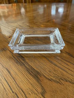 Elegant Rectangular Heavier Clear Glass Trinket Dish - Like New