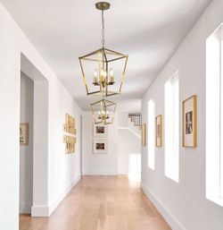 Gold Geometric Cage Pendant Chandelier