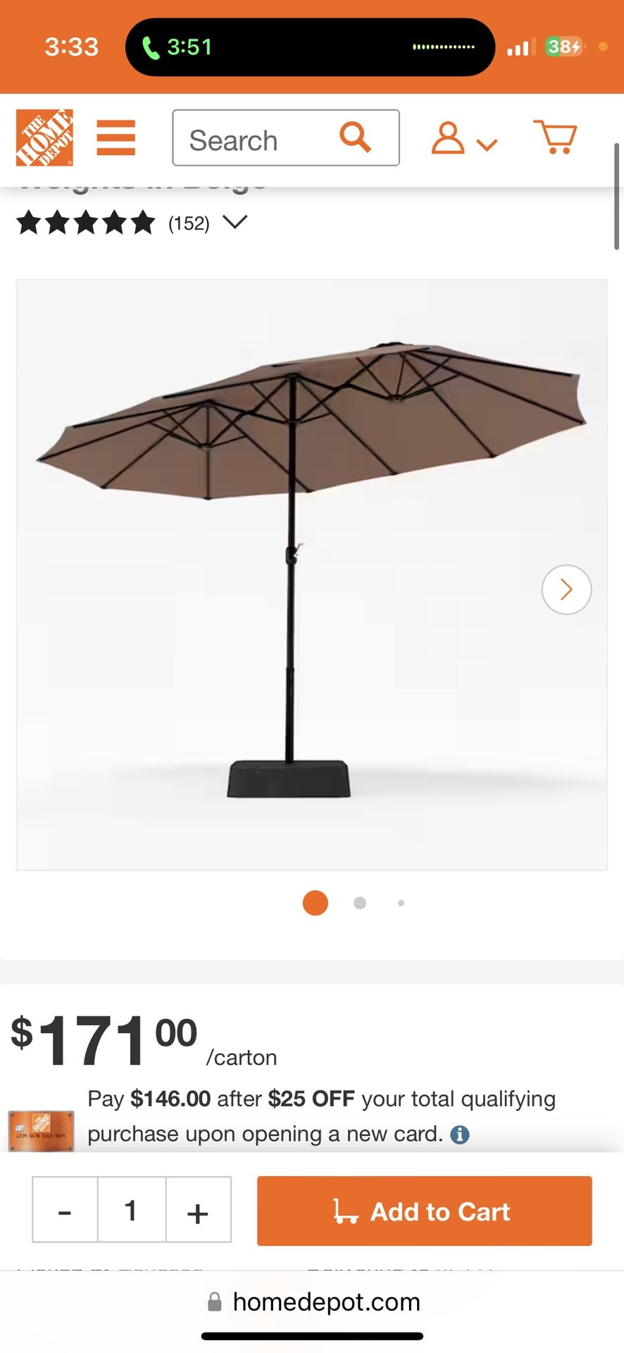 Large 14 Ft Patio Umbrella Canopy UV Sun Shade Furniture W Stand Crank