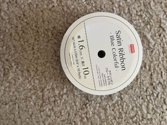 Brand New Daiso Satin Ribbon White Foil Sealed - Blue 1.6cm x 10m