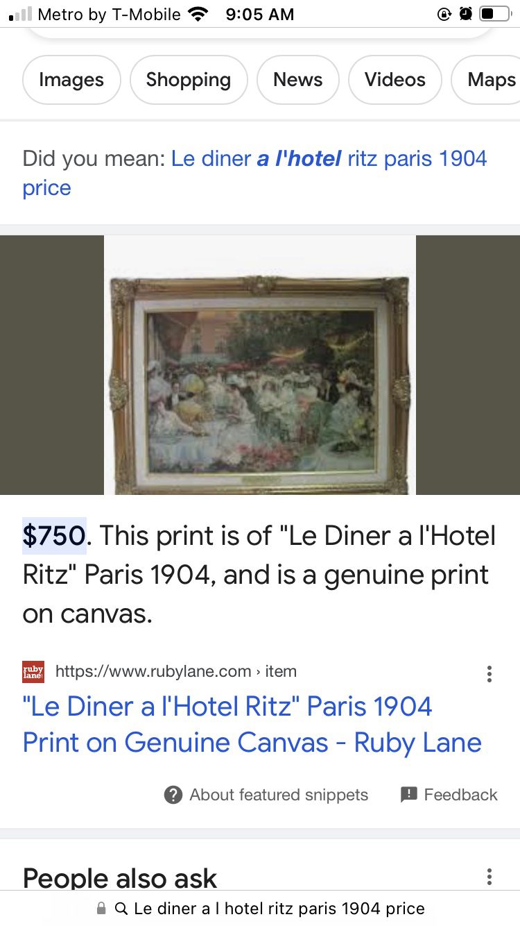 Le Diner A Hotel Ritz Painting 