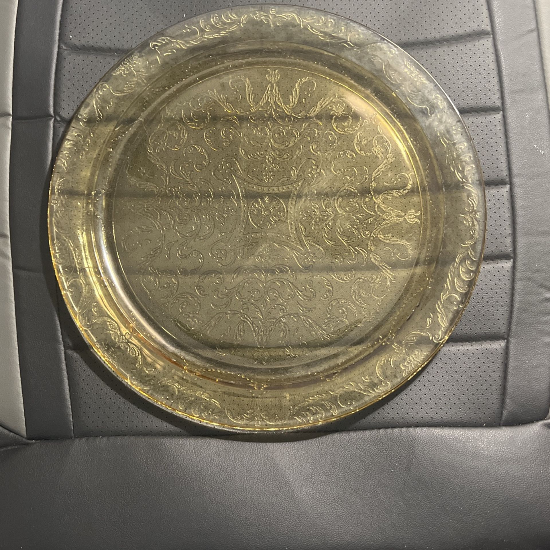 Vintage Amber color Madrid Depression Glass Large Plate Or Cake plates