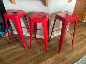 3 Tall Red Bar Stools