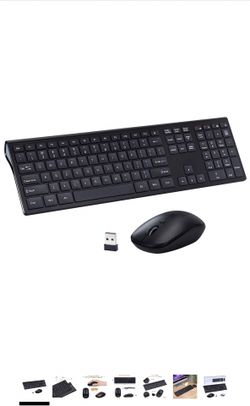 Wireless Keyboard Mouse Combo Z-LITONG 2.4GHz Computer Keyboard Ultrathin Full-Size 109 Keys 3 Level Del Adjustable Silent Mouse Ergonomico Wireless