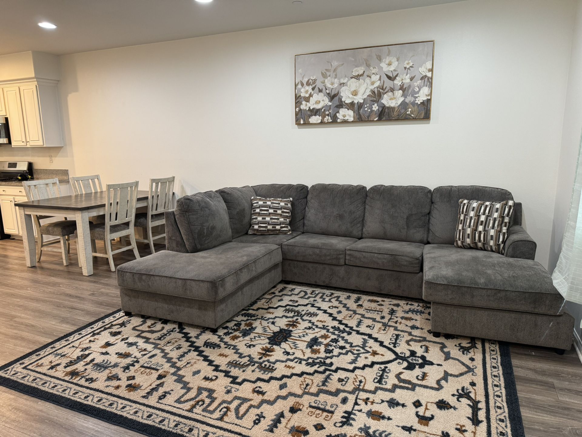 Like New Sofa Sectional with Pillows and Matching Dining Set with 6 Chairs