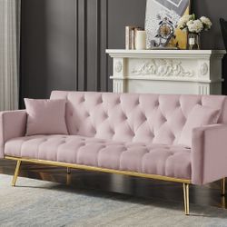 Pink Convertible Folding Futon