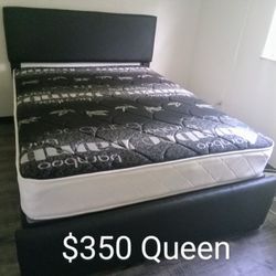 $350 Queen Bed Frame With Mattress And Boxspring Brand New Free Delivery 
