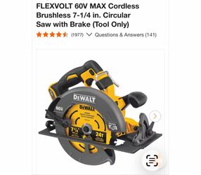 FLEXVOLT 60V MAX Cordless Brushless 7-1/4 in. Circular Saw with Brake (Tool Only)