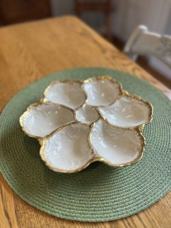 Rare French Gold Gilded Oyster Plate