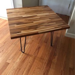 Mid Century Modern Style Teak Coffee Table W Hairpin Legs