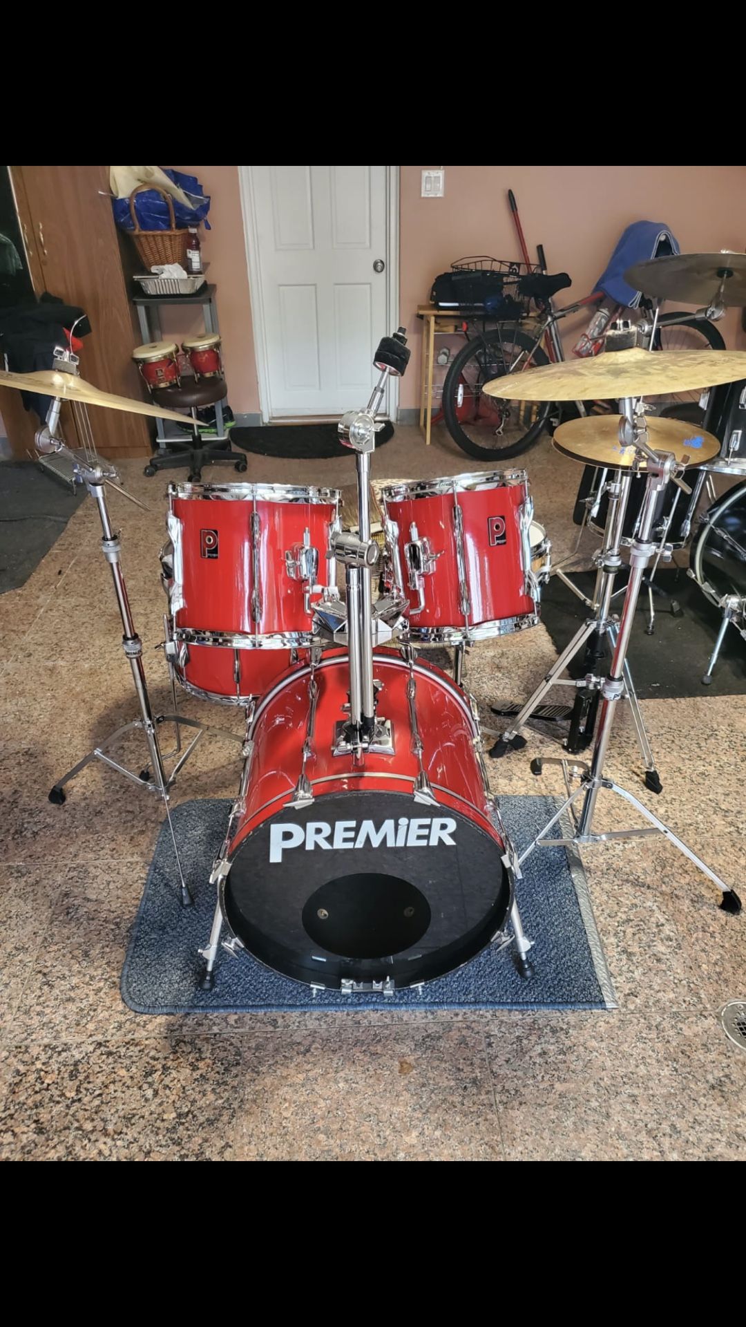 Vintage Premier Drum Set Made In England With Cymbals And Cases