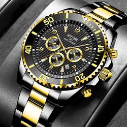 NOTIONR Waterproof Mens Watches Classic Stainless Steel Date Quartz Wrist Watch