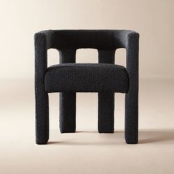 CB2 Stature Black Boucle Dining Armchair