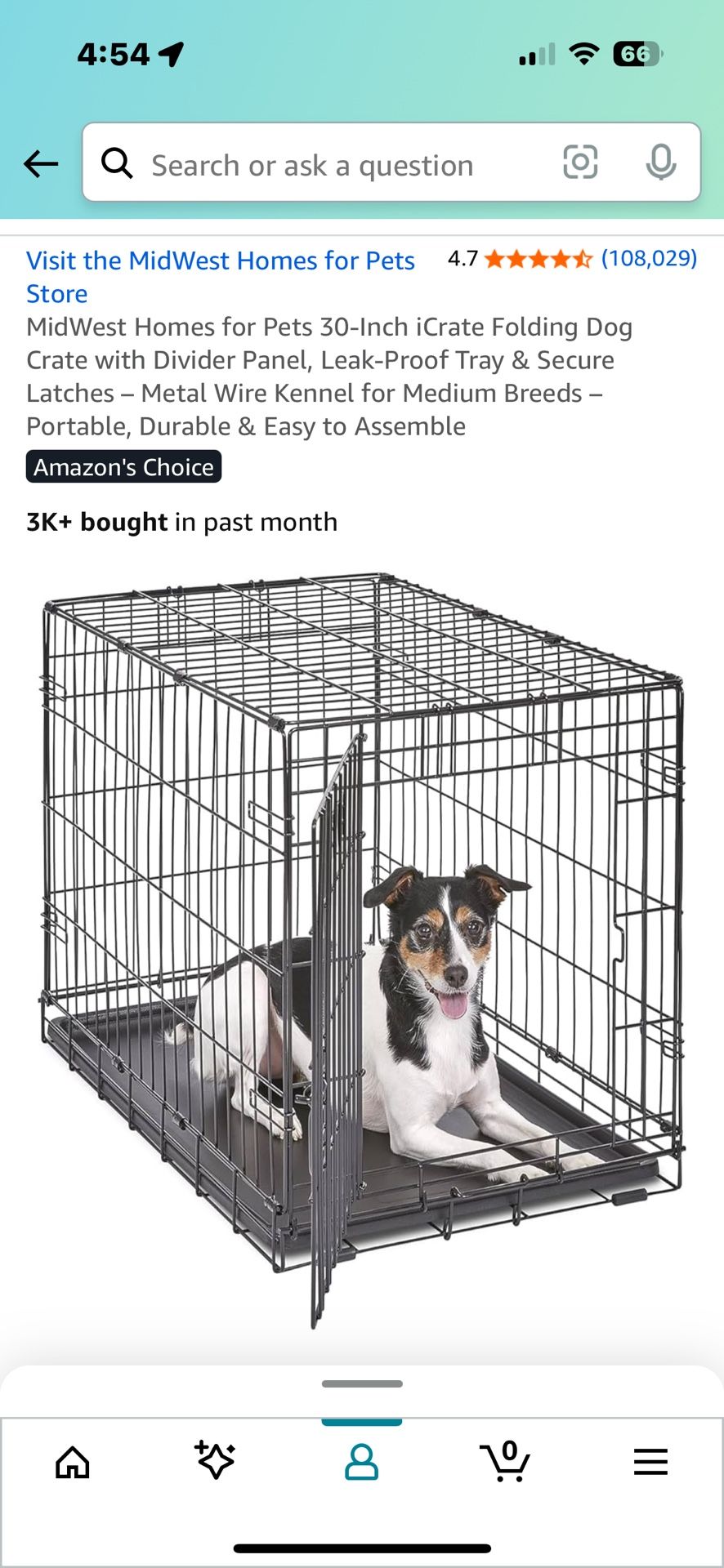 30” Pet Crate With Divider
