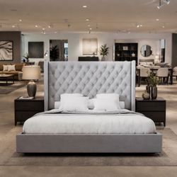 Queen bed grey new