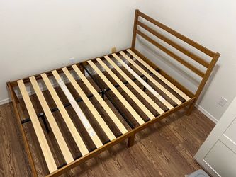 Full sized Wood Bed Frame with Mattress