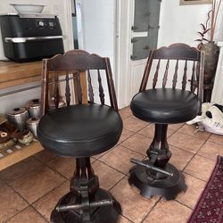 Antique Leather Counter Stools 