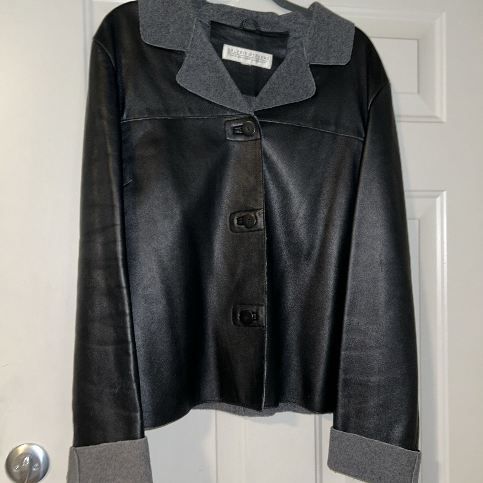 Valerie Stevens Lamb Leather Button Down Jacket
