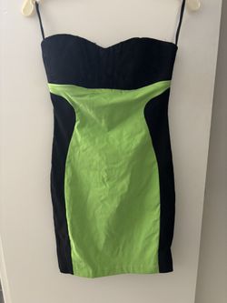 Strapless Black And Green Cocktail Dress