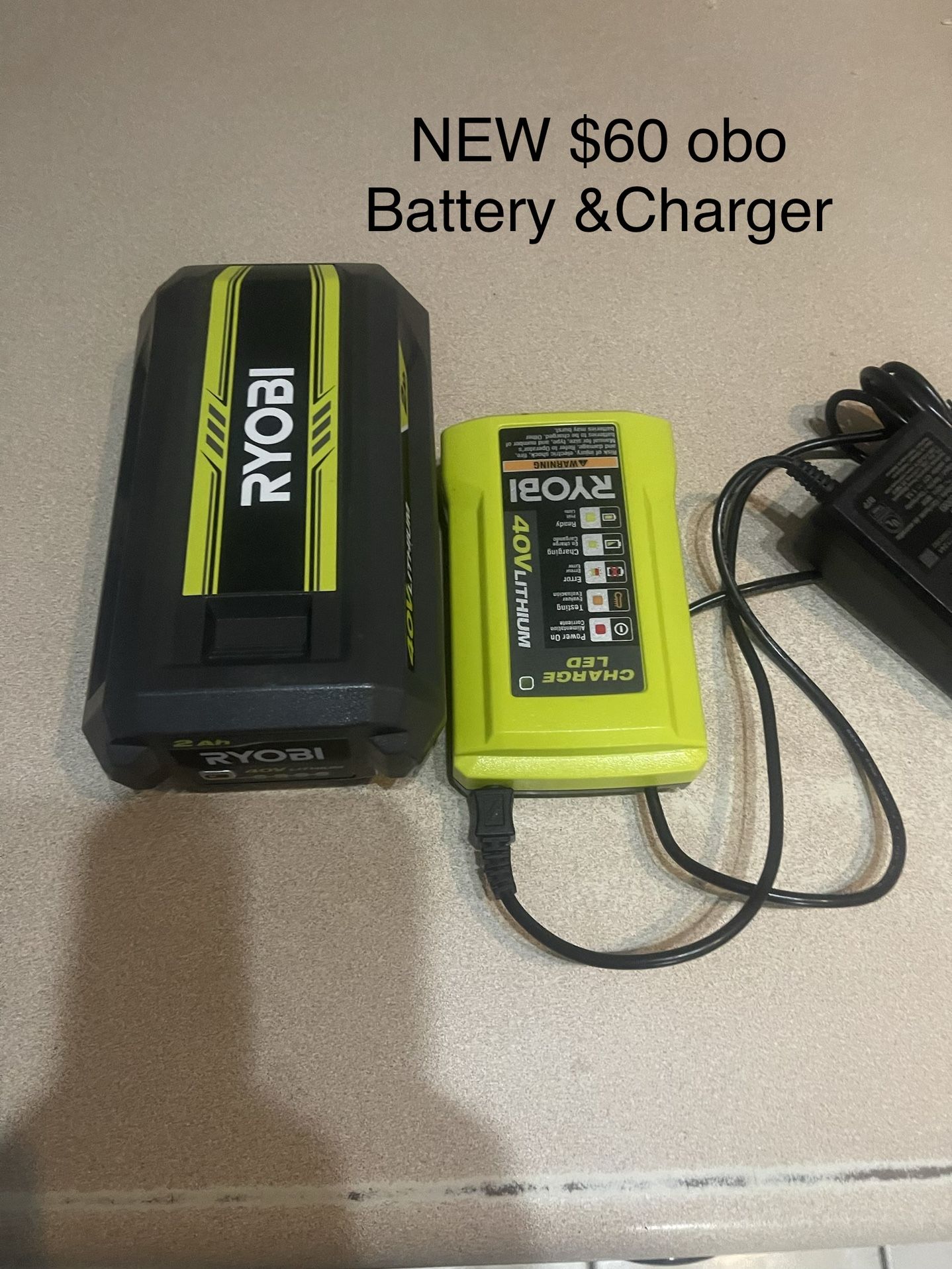 NEW Ryobi 40V Battery & Charger