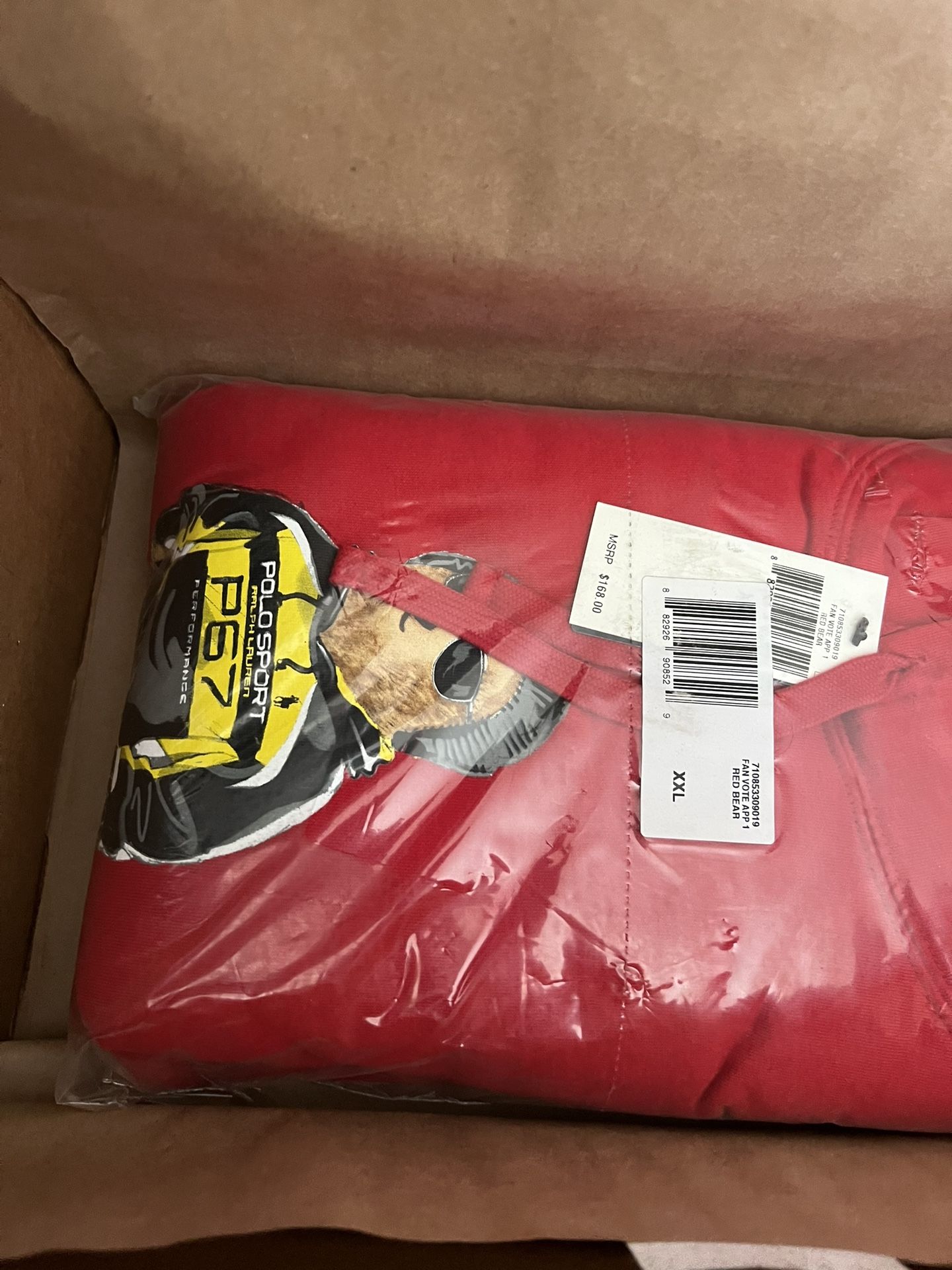 Red Polo Bear Hoodie XXL