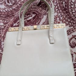 Vintage Satchel Purse by Triangle New York Beige w/Gold