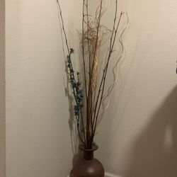 Vase With Flower Bamboo Wood Arrangement 