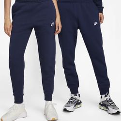 Nike Joggers Adult Navy Blue Fleece Tapered Sweatpants 