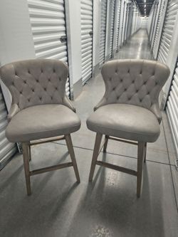 Gray Chesterfield barstools chairs