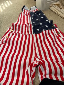 American Flag Bib Overall Shorts