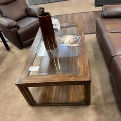 Michael Amini AICO (High-end)Coffee Table Wood&Glass Top 📣📣📣Everything is 50% OFF for this week