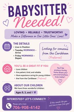 Seeking baby sitter