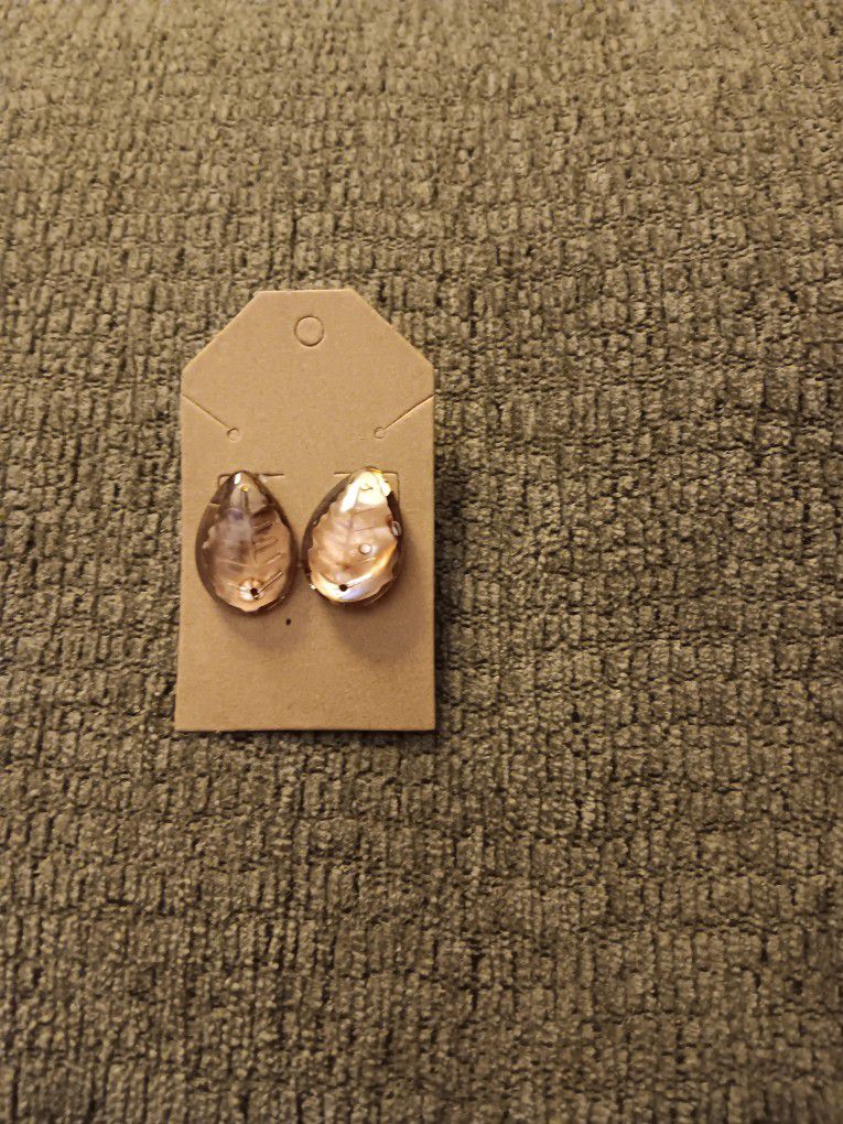 Brown Leaf Stud Earrings 