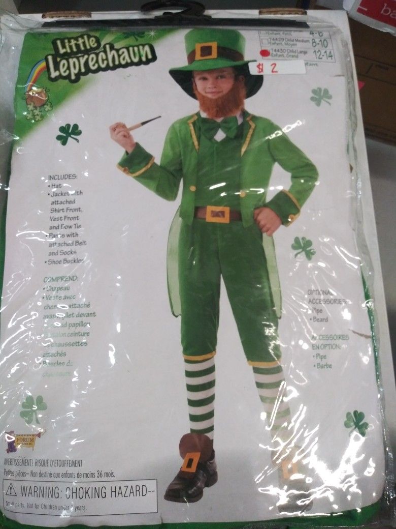 Child Leprechaun Costume Size 12-14