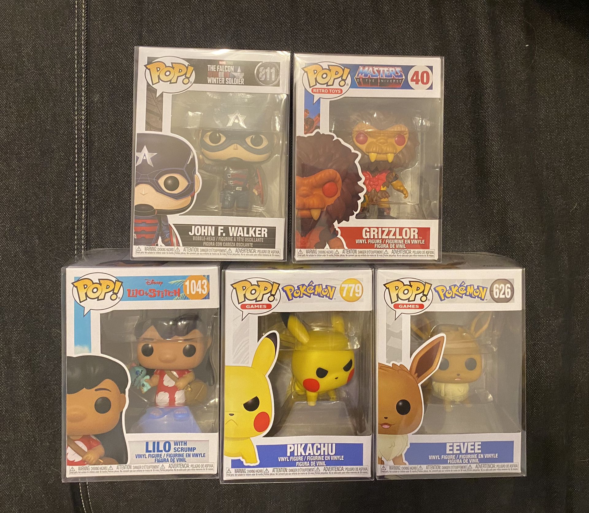 Funky Pop Figure Lot, Pokemon, Pikachu, Eevee, Lilo And Stitch, Masters of The Universe, Winter Solider 