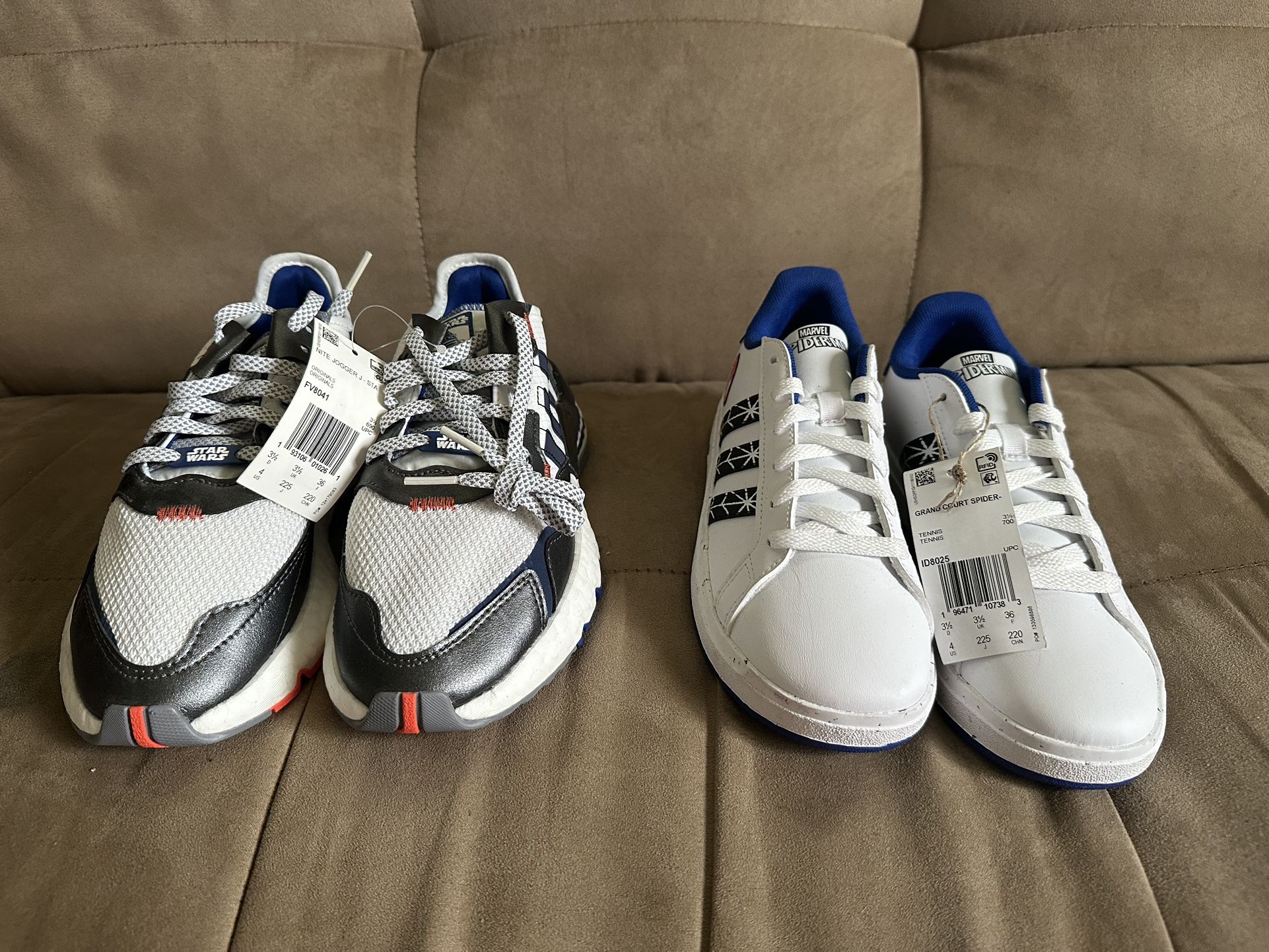 ADIDAS Spider Man and Star Wars shoes - Size 4