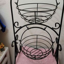 Cute iron metal 2 tier fruit removable baskets
