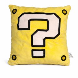 Super Nintendo Mario World Reversible Star Question Block Plush Pillow USH