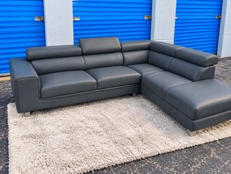 Gray leather sectional sofa(free delivery)