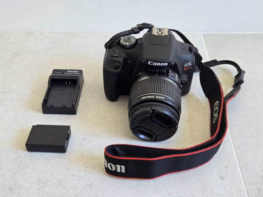 Canon Rebel T7 EOS camera, lens, extras, barely used