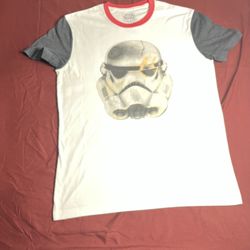  Star Wars Rebel Classic White T-Shirt & Red Collar, Gray Sleeves Men’s Sz(L)
