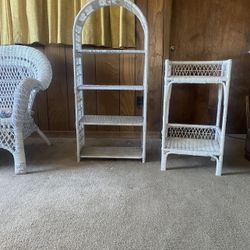 Two Vintage Wicker Shelves