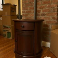 Round Walnut Nightstand – Almost New – Must Sell