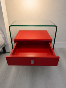 Casabianca Home BARI Glass Nightstand – High Gloss Red – Modern Designer